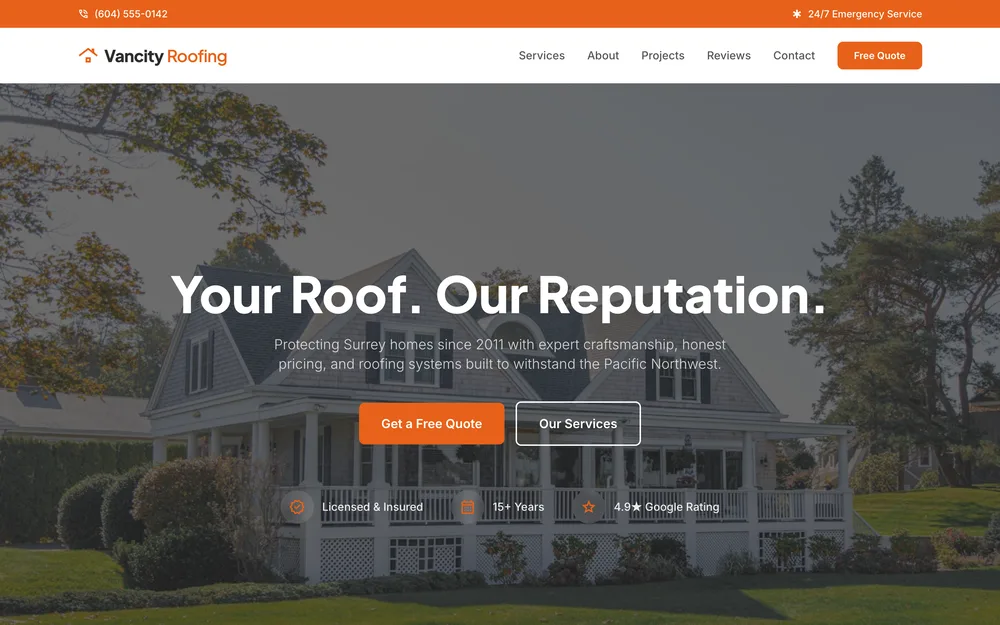 Vancity Roofing website by LocalFrame