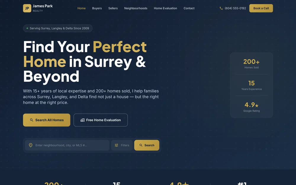 James Park Realty website built by LocalFrame